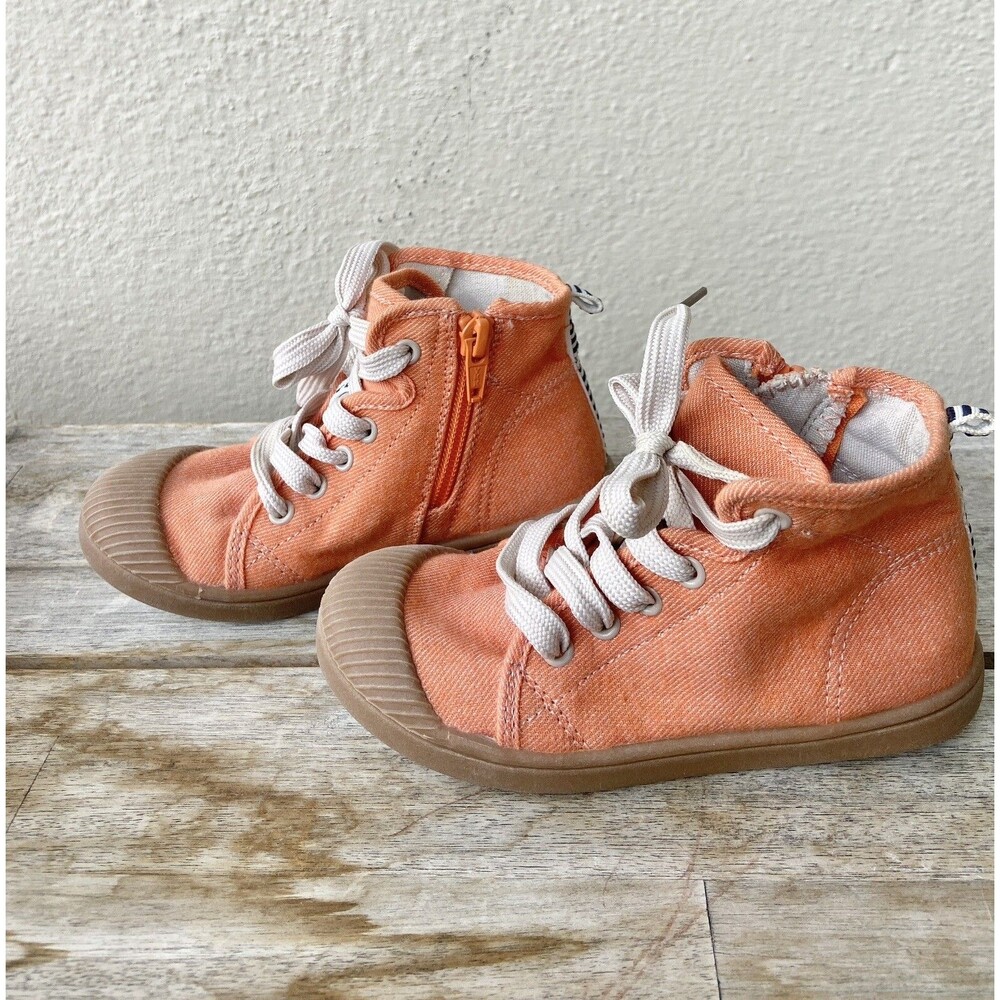 New Cat & Jack Kids Orange Canvas High Top Sneaker Size 10